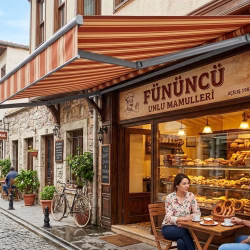 Manüel Dükkan Tentesi 350cm Genişlik Açılımı 200cm