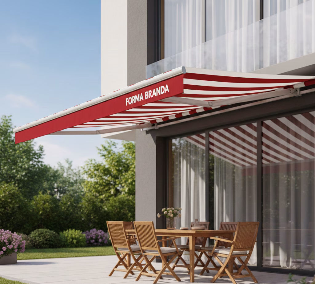 350 cm Genişlik 150 CM Açılım Mafsallı Tente Akrilik Kumaşlı